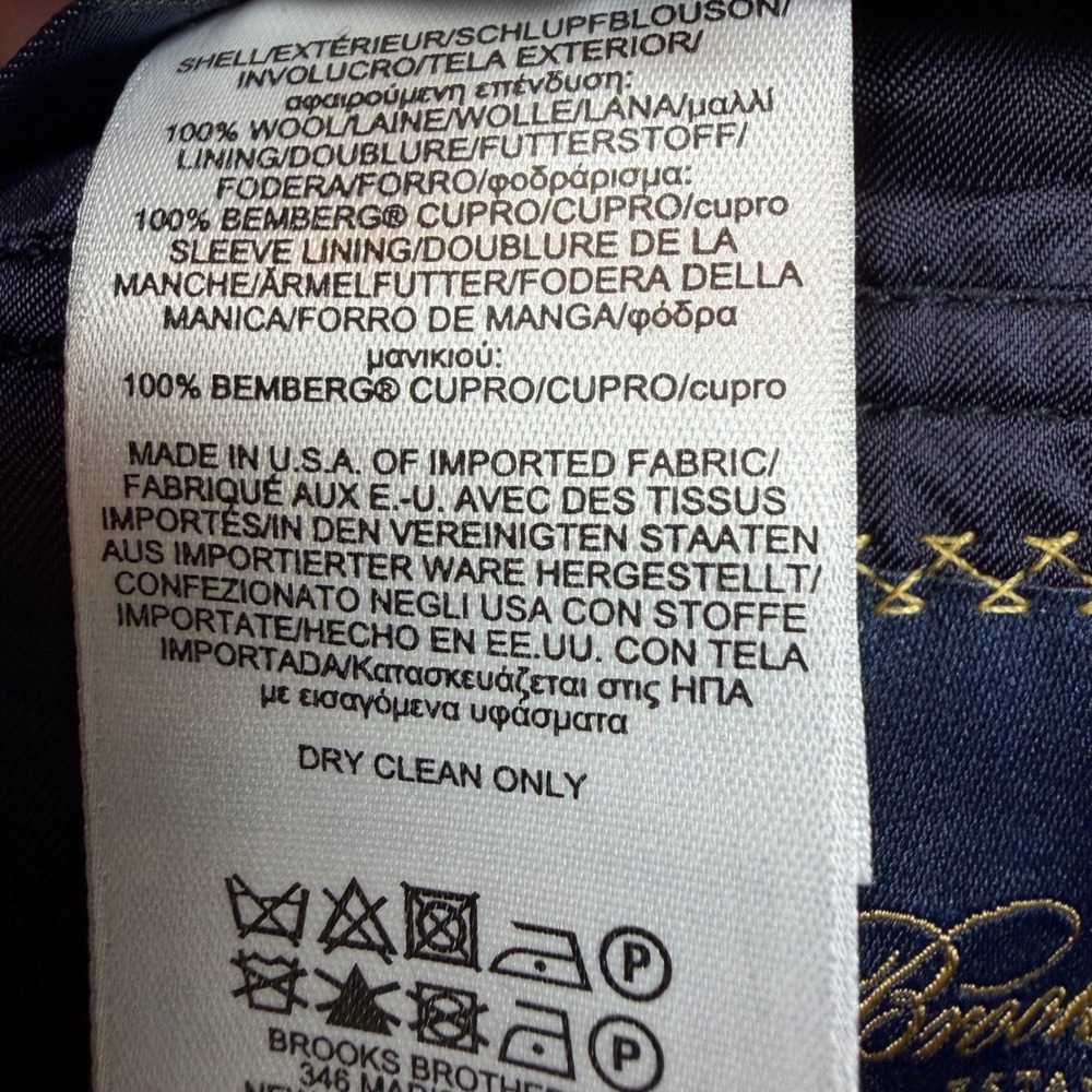 Brooks Brothers 1818 Madison Saxon Wool Blazer 42S Blue Micro‎ Check Sport Coat - Picture 7 of 10